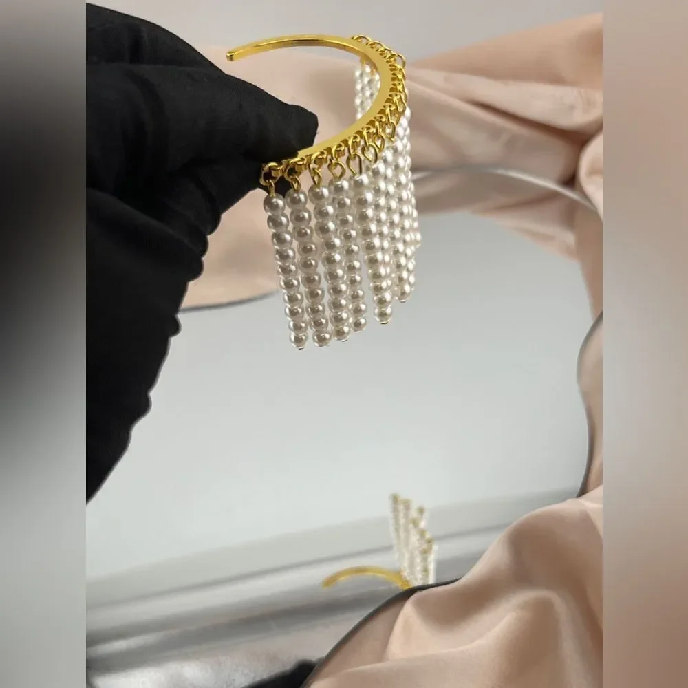 Gold & Pearl Fringe Bracelet – Glamorous and Unique - Picture 6 of 9